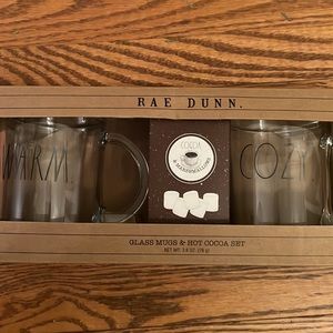 Rae Dunn WARM & COZY Glass Mug Set